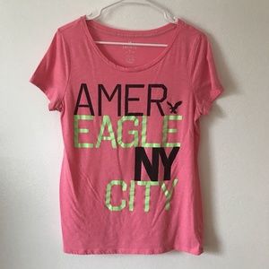 XL American Eagle Pink Black Spellout Tee Shirt
